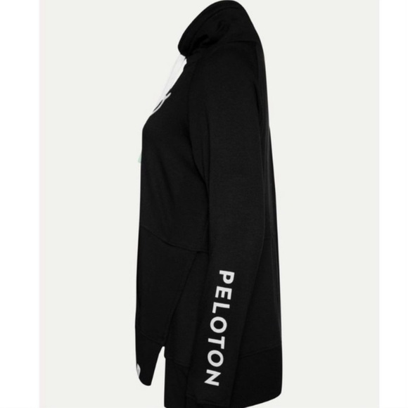 Peloton Black Cozy Hoodie Pocket Pullover Sweatshirt with Silver Logo Size Small - Picture 2 of 10